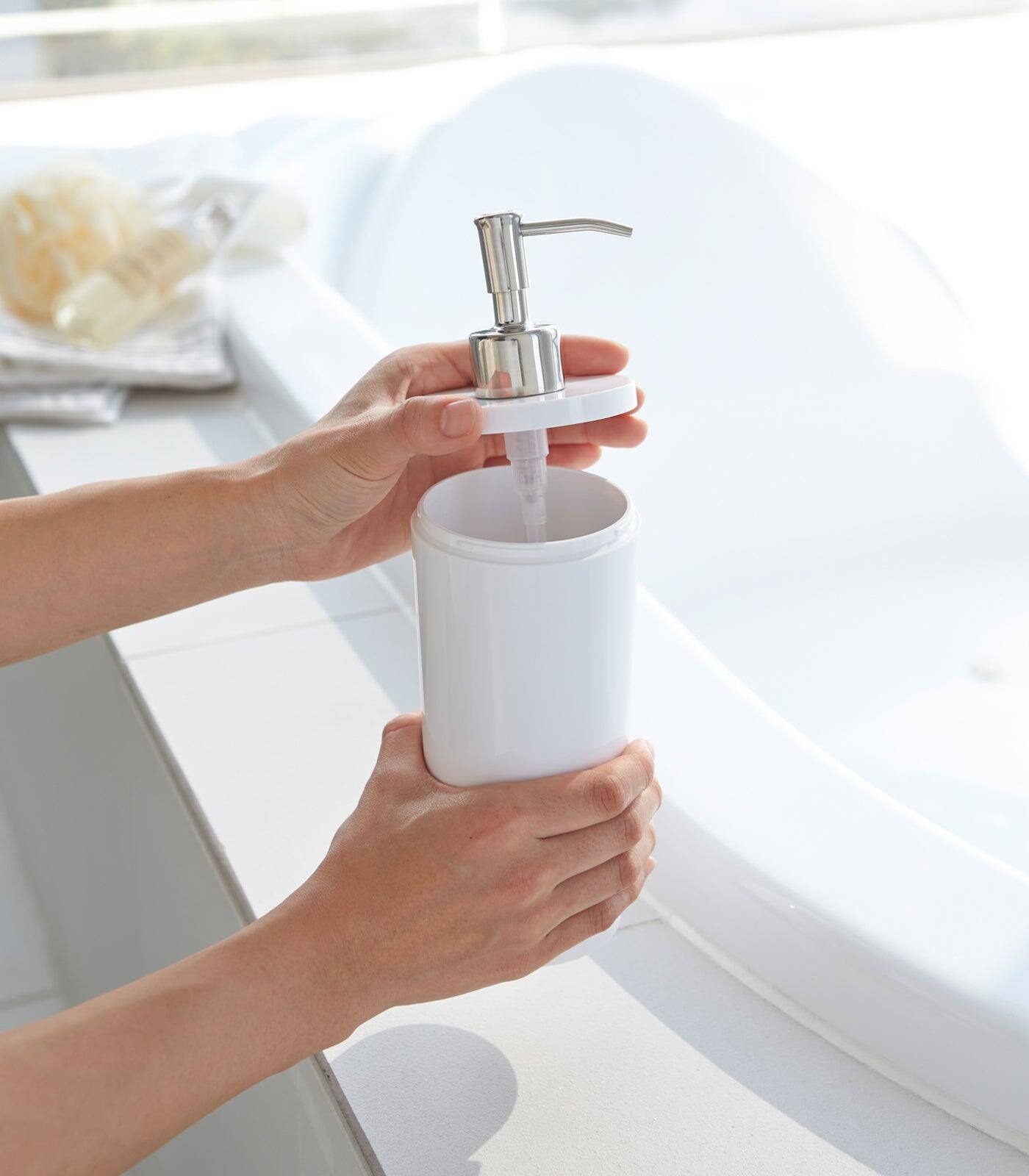 Back. Yamazaki Home - Round Shower Dispenser - Three Styles - white.