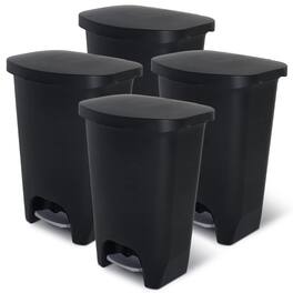 Glad - Kitchen Trash Can with Lid and Garbage Bag Rings, 13 Gal, 4 Pack - Black
