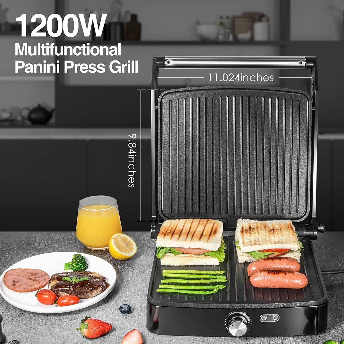 1200W Multifunctional Panini Press Grill  
11.024 inches x 9.84 inches