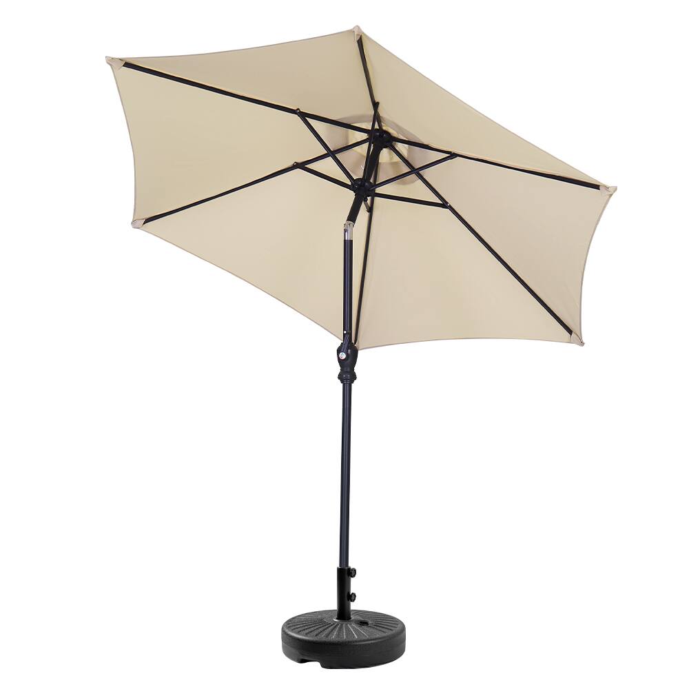 Left. Ainfox - Ainfox 7.5ft Patio Umbrella With Round umbrella base - Khaki.