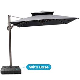 Crestlive Products - 9x11ft Aluminum Dual Top Crank Cantilever Patio Umbrella with Base - Dark Gray