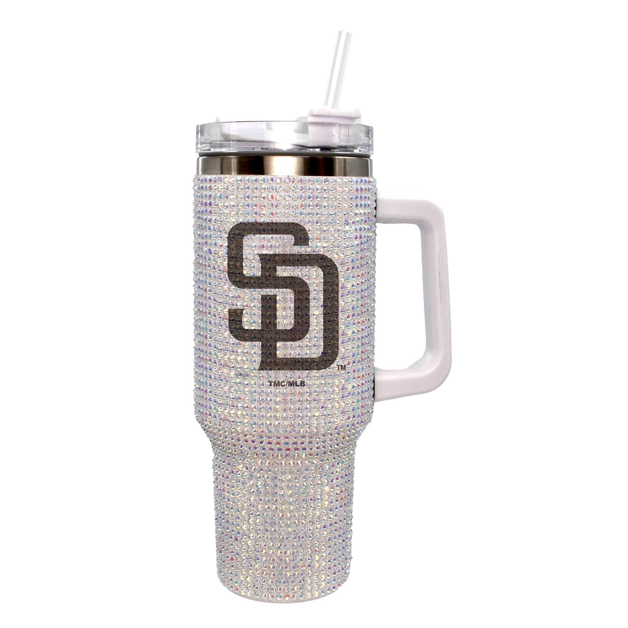 Front. The Memory Company - San Diego Padres 40oz. Bling Colossal Tumbler - Multicolor.