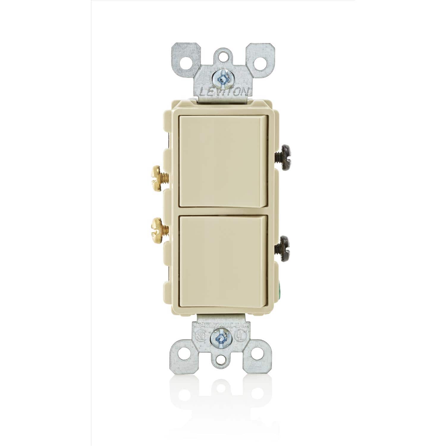 Leviton - Decora 15 amps Single Pole Combination AC Quiet Switch 1 pk - Ivory