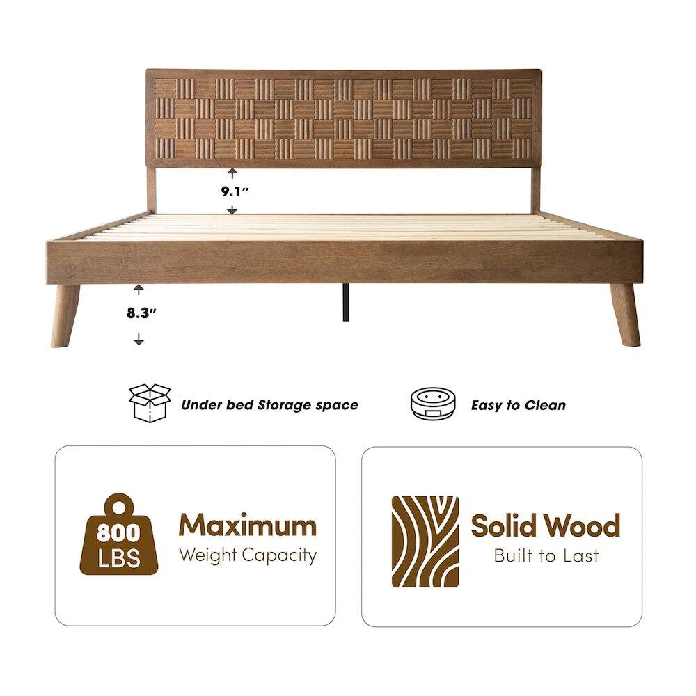 9.1" 8.3" Under bed Storage space Easy to Clean 800 Maximum LBS Weight Capacity Solid Wood Built to Last