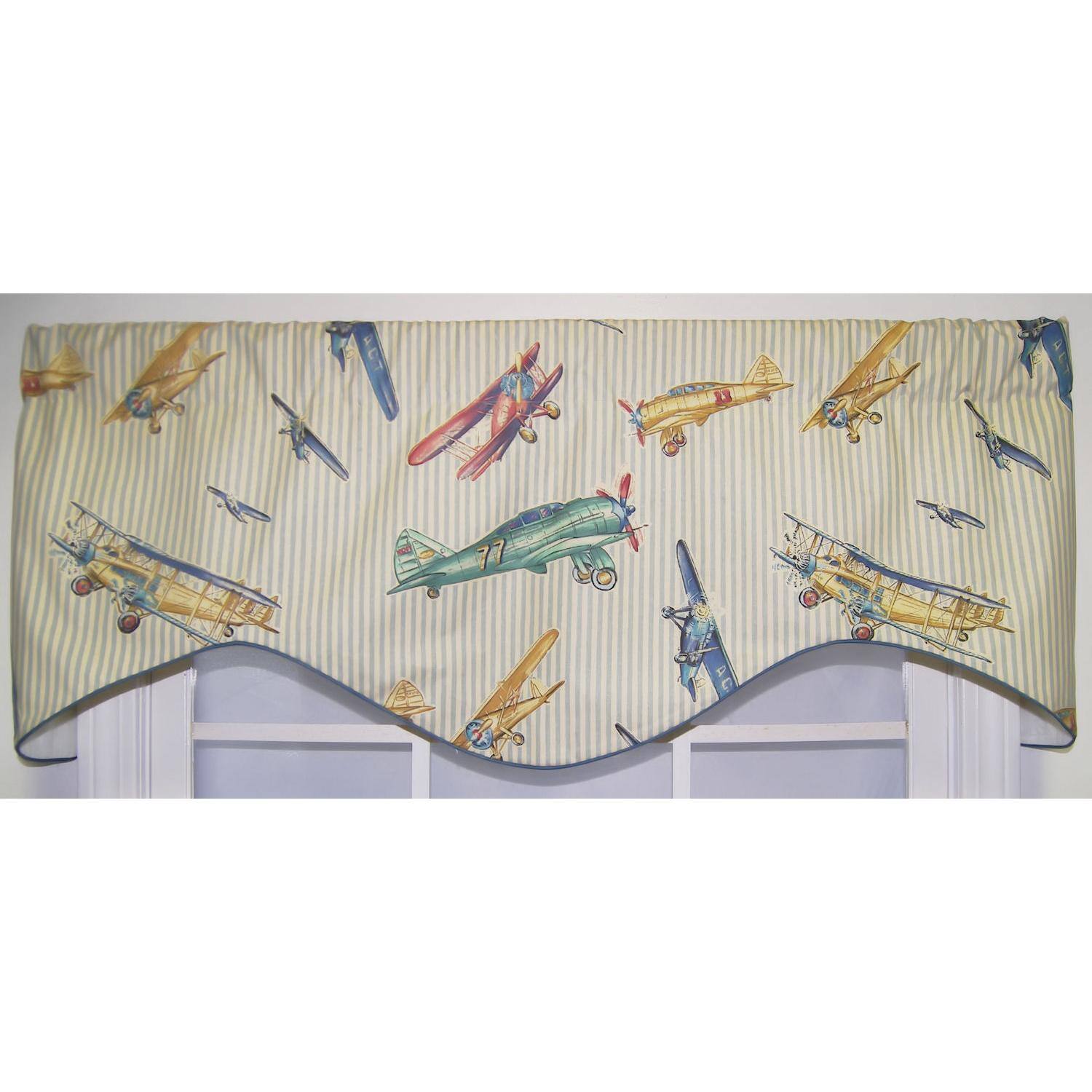 Angle. RLF Home - RLF Home Air Show Cornice 100% Cotton with Fully Lined 3" Rod Pocket Valnance for Windows 50" x 17" Antique - Antique.