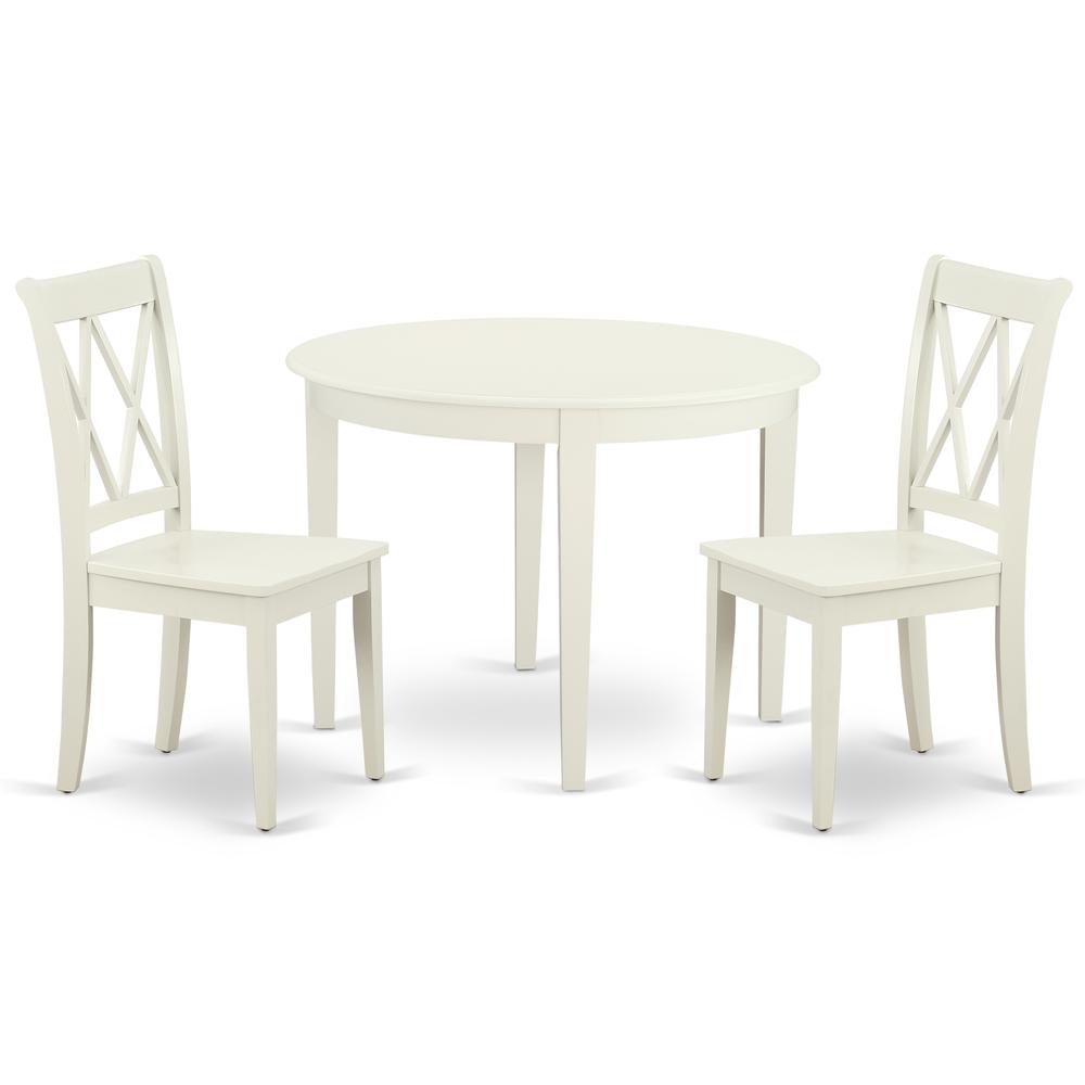 Back. East West Furniture - Dining Room Set Linen White - Brown.