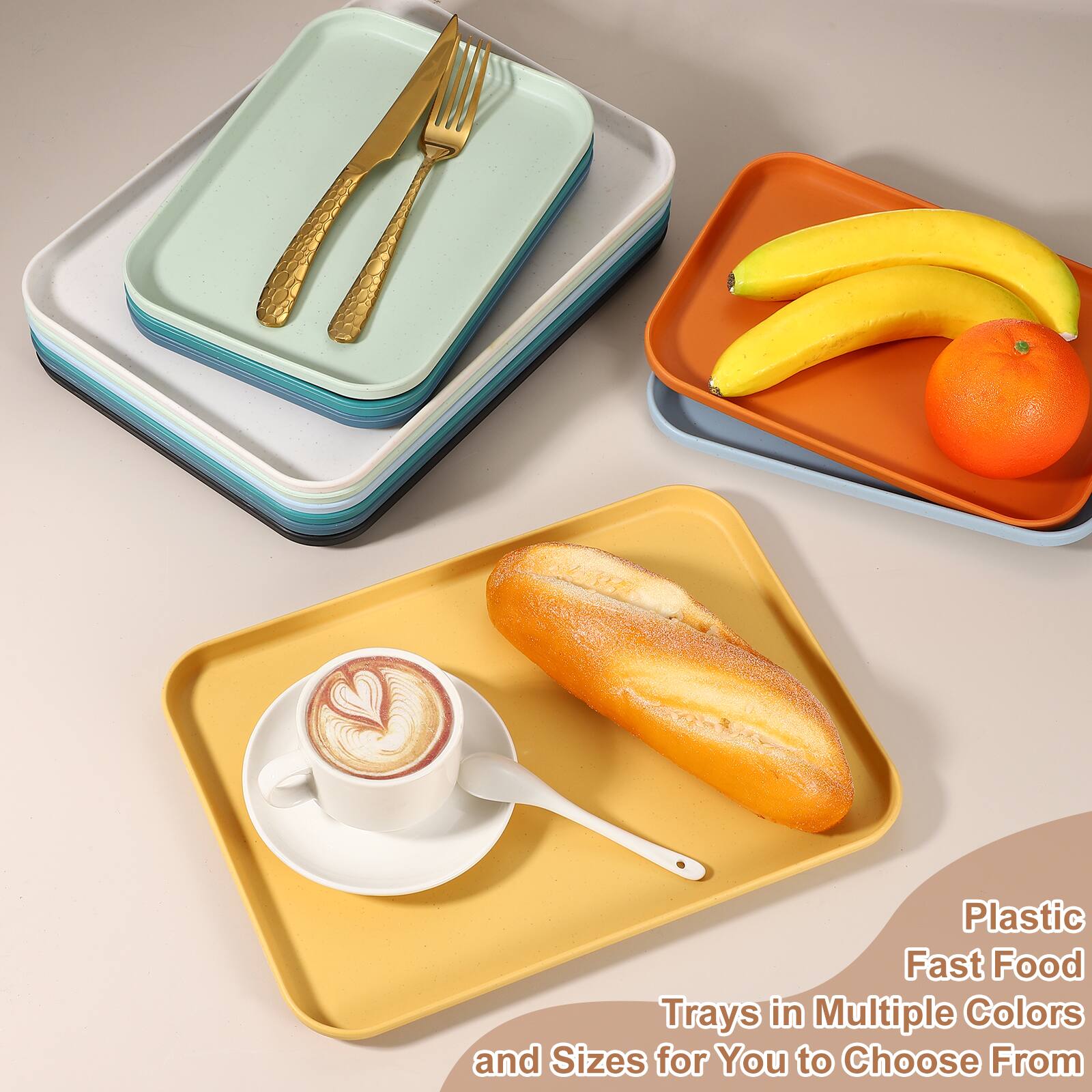 Plastic Fast Food Trays in Multiple Colors and Sizes for You to Choose From