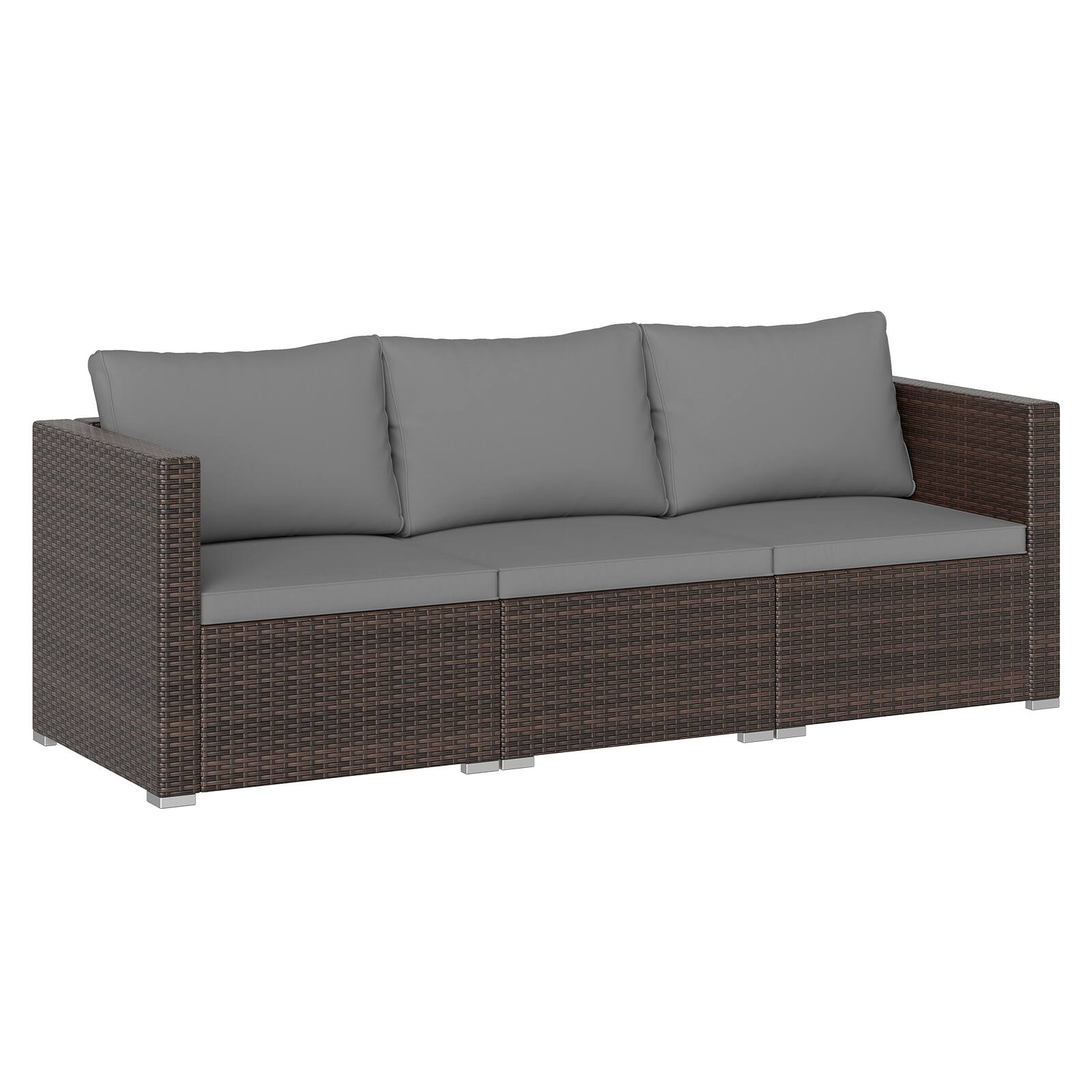 Front. Gymax - Gymax 3PCS Patio Sectional Sofa Set w/Right Arm Sofa & Left Arm Sofa Soft Cushions Grey - Grey.
