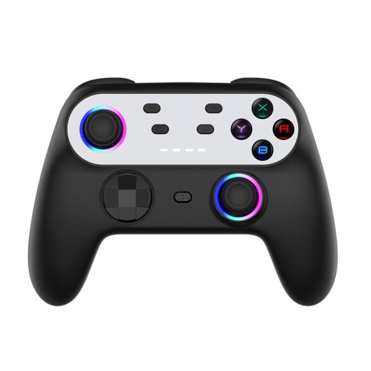 Alt View 2. Cluzine - RGB Lighting Wireless Gamepad with Vibration and Tactile Buttons, Professional Controller for Gaming - White.