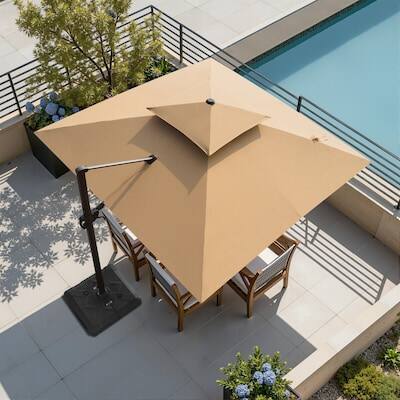 Crestlive Products - 11ft Aluminum Tan Slide-tilt Cantilever Patio Umbrella Base - Brown