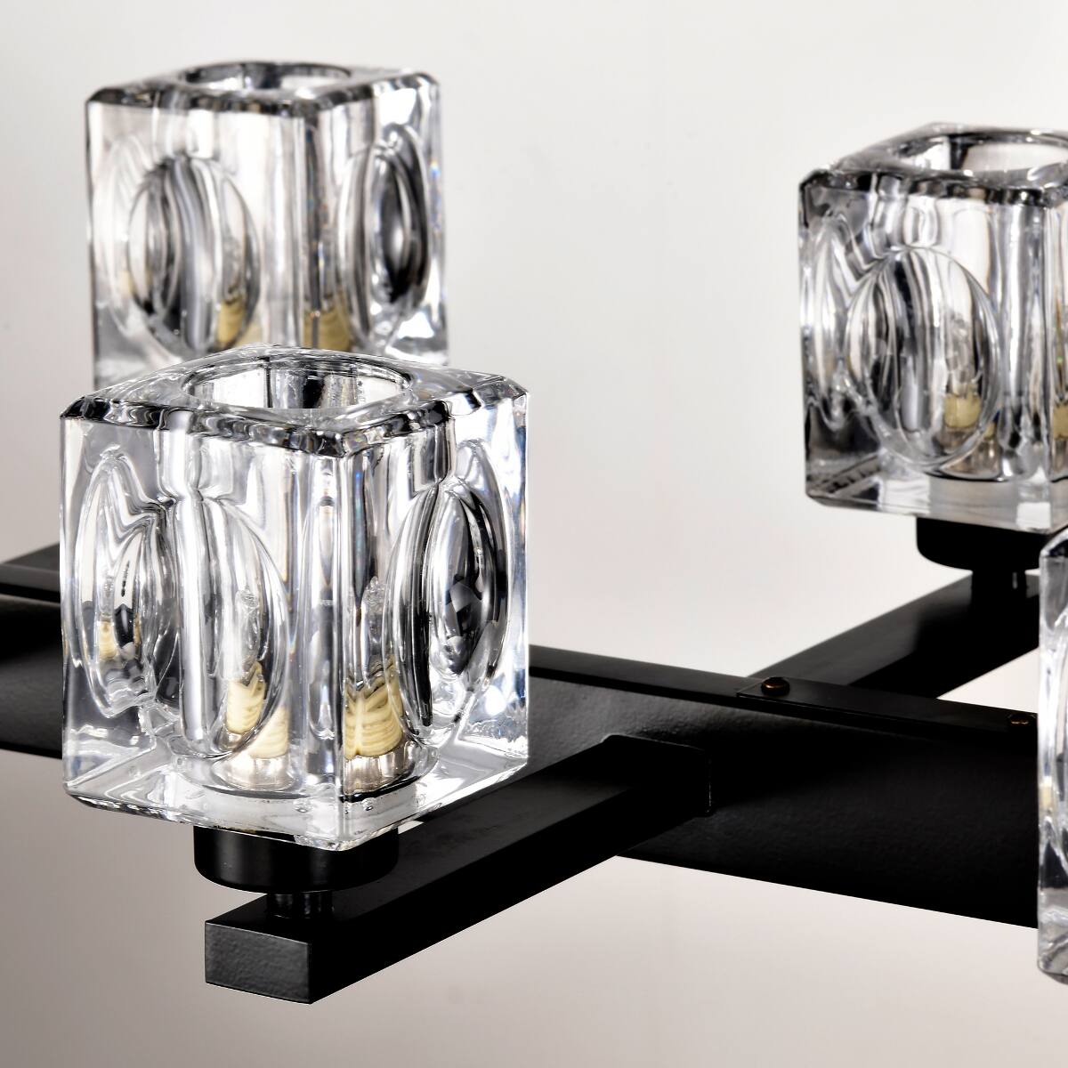 Alt View 9. Loheer - Loheer 10 Light Dining Room Chandelier Matte Black Linear Pendant Light With Crystal Shades.