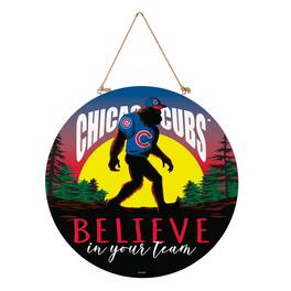 Evergreen Enterprises - Chicago Cubs 18" Bigfoot "Believe in Yourself" Team Logo Wood Round Door Sign - Multicolor