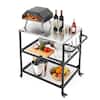 Front. VEVOR - Outdoor Grill Cart, 31.5 x 24.0 inch Stainless Steel Tabletop Size Grilling Table, Outdoor Cooking Table with 4 Wheels - Black.