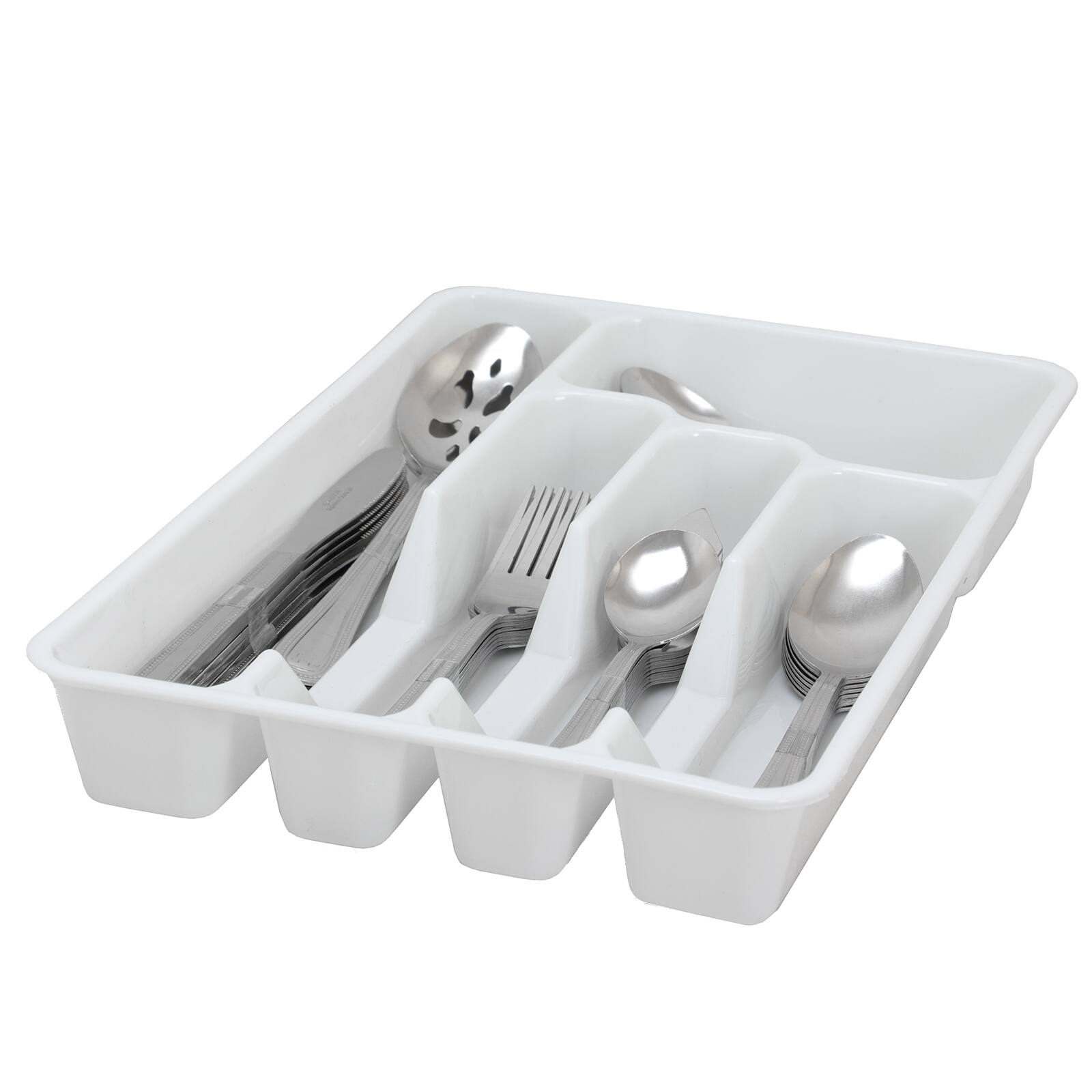 Alt View 1. Gibson - Gibson Home Basic Living Aston 45 Piece Flatware Set with Plastic Tray - Silver.
