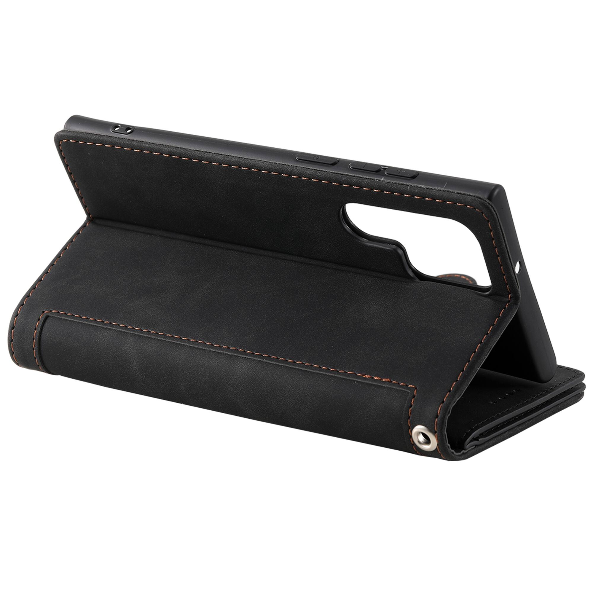 Alt View 1. Dteck - Multi-Functional Wallet Case for Samsung Galaxy S26 Ultra, 9 Card Slots Zipper Pocket Stand Premium Leather Cover+Strap - Black.