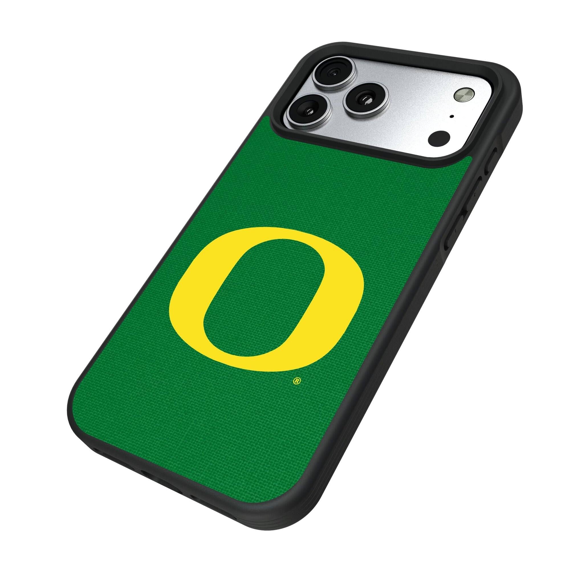 Alt View 1. Keyscaper - Oregon Ducks iPhone Solid Design Bump Case - 13 mini - Multicolor.