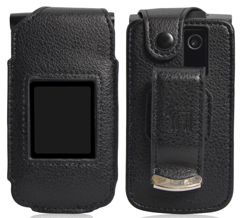 Alt View 2. Nakedcellphone - Vegan Leather Case with Belt Clip for Verizon Orbic Journey V / L Flip Phone - Black.