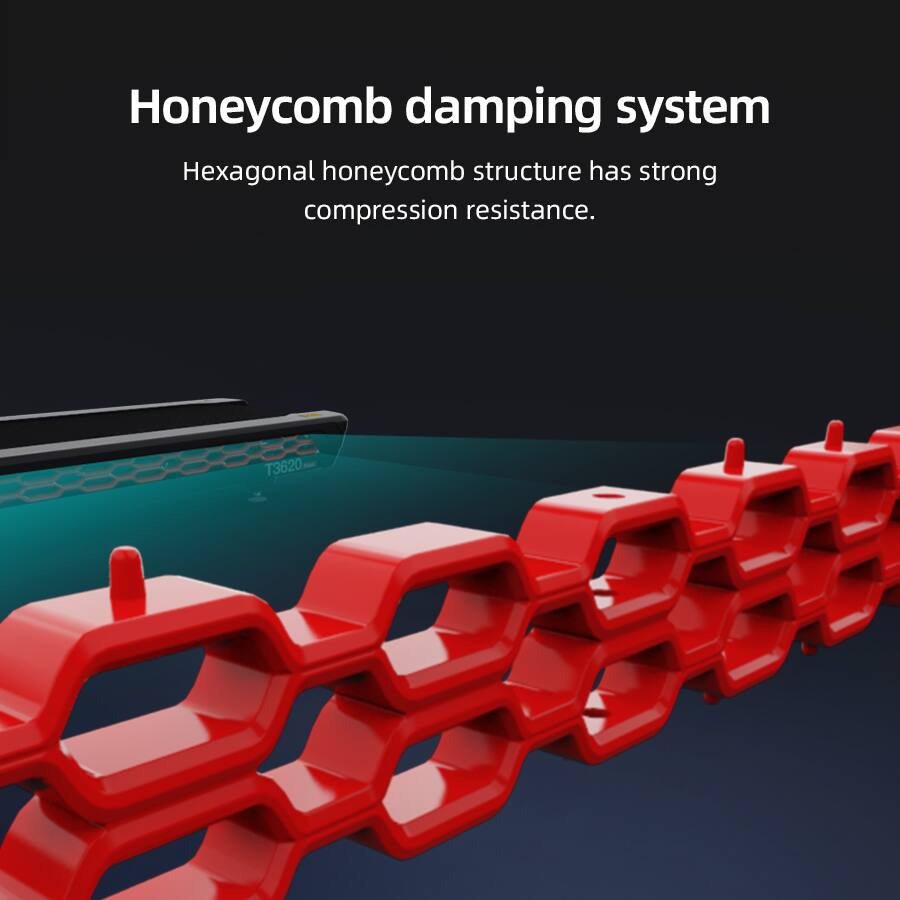 Honeycomb damping system  
Hexagonal honeycomb structure has strong compression resistance.  
T3620