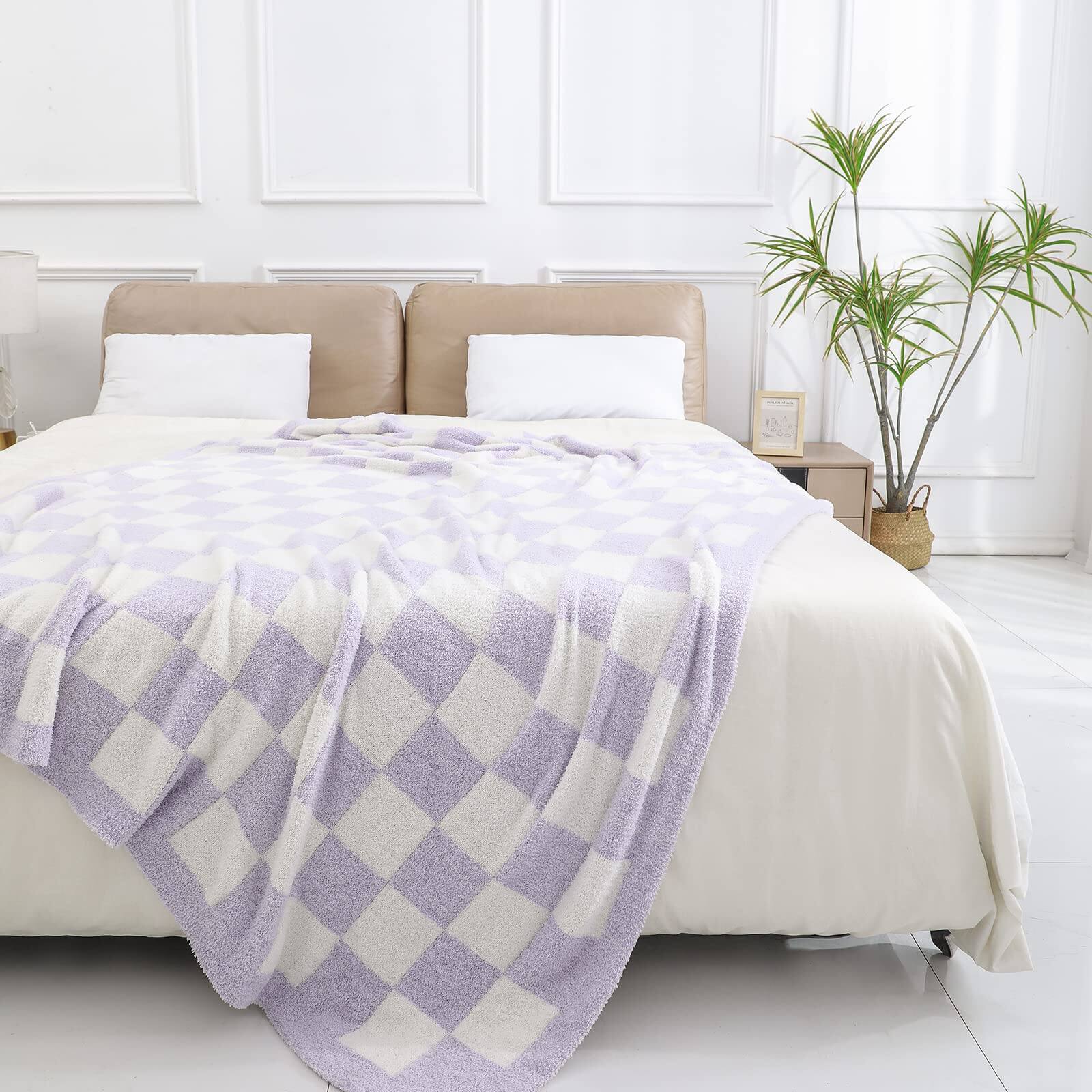 Alt View 2. Paradigms Interiors - Fuzzy Checkerboard Grid Throw Blanket Soft Cozy Warm Microfiber All Season Decor For Couch Sofa Bed Travel ... - Cream-Kids(40″x50″).