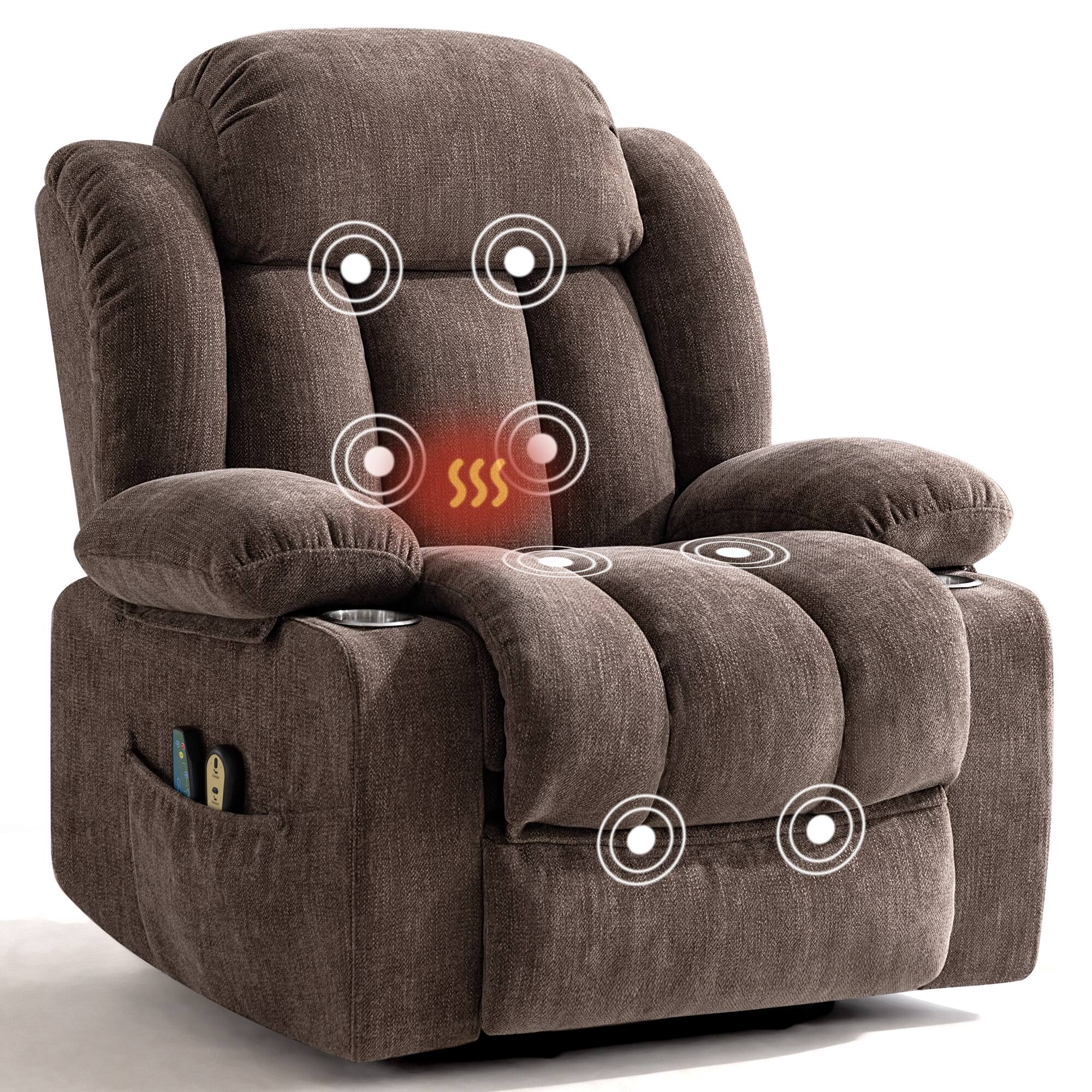 Alt View 6. KERDOM - Massage & Lumbar Heating Recliner Chair for Elderly, Oversized Power Lift Single Sofa with Cup Holder & Side Pocket - Brown.
