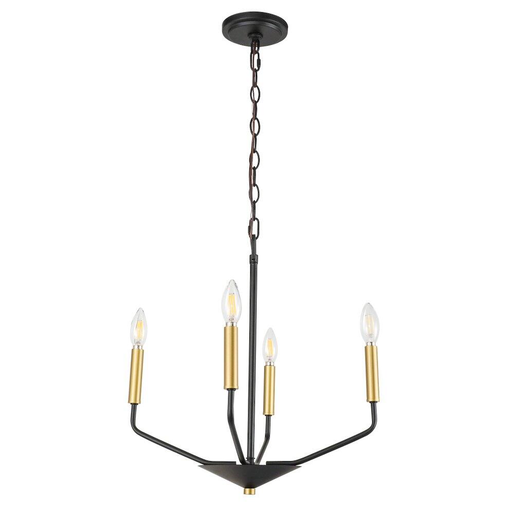 Alt View 2. Living District - Enzo 4 Light Black And Brass Pendant - Black And Brass.