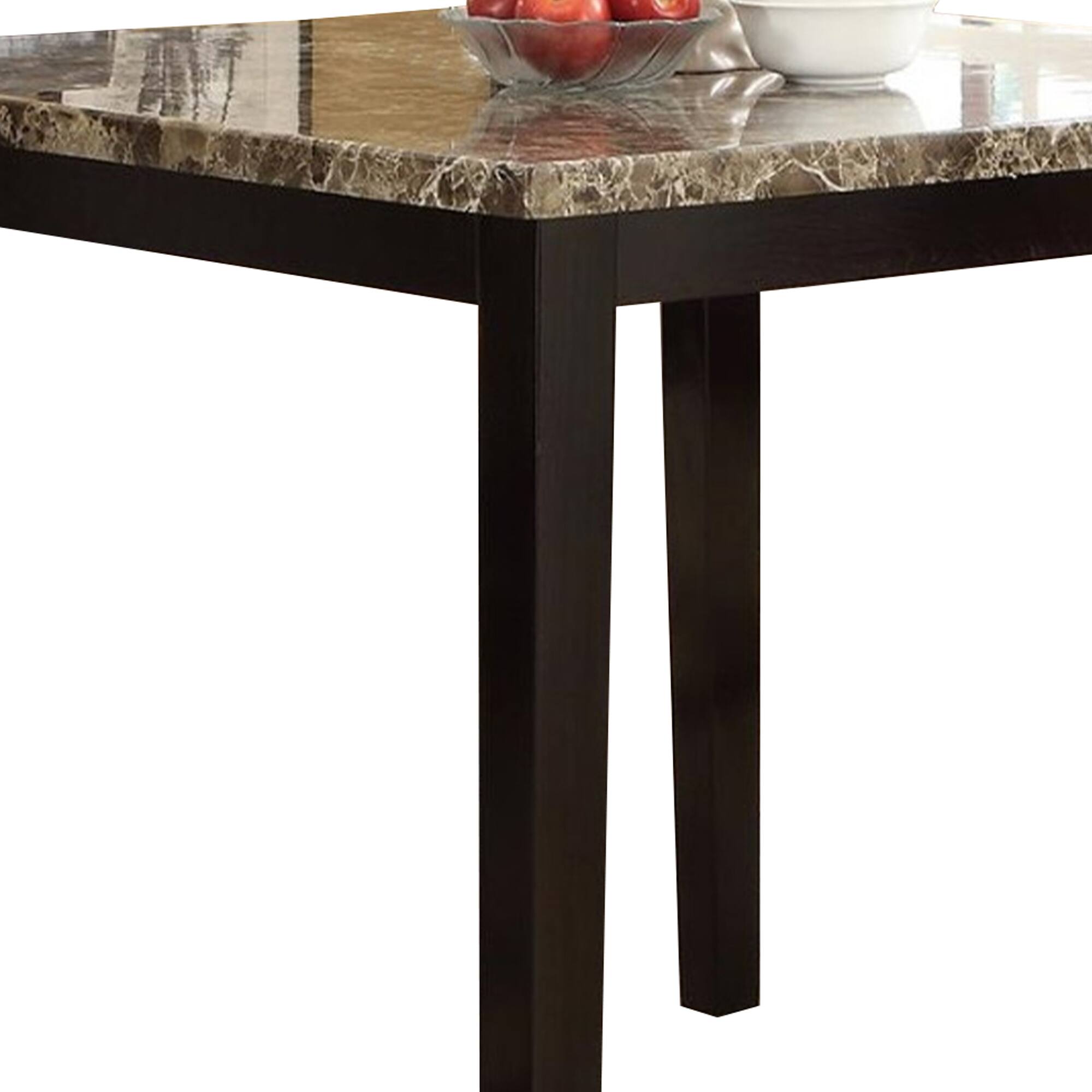 Manhattan Lane Spacious Wooden Counter High Table Faux Marble Top Brown ...