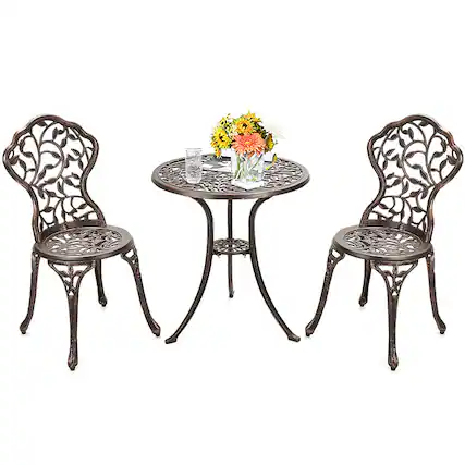 Front. Boyel Living - 3 Pieces Cast Aluminum Bistro Set - Antique Bronze.