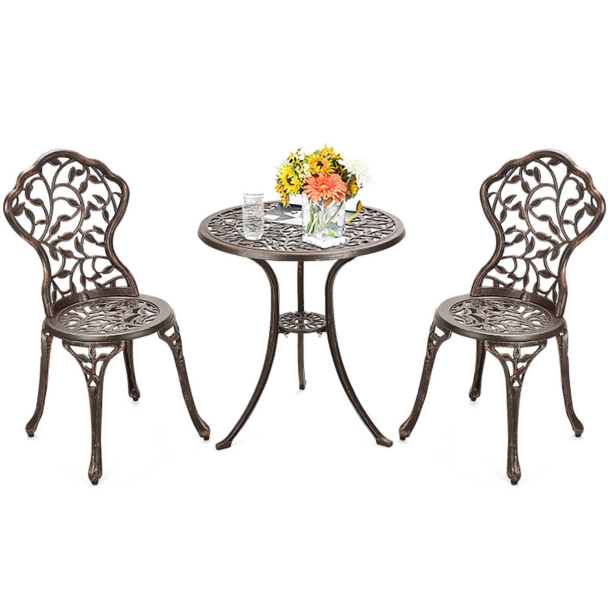 Front. Boyel Living - 3 Pieces Cast Aluminum Bistro Set - Antique Bronze.