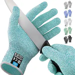 Zulay Kitchen - Cut Resistant Gloves Food Grade Level 5 Protection - Comfortable Safety Cutting Gloves - Teal