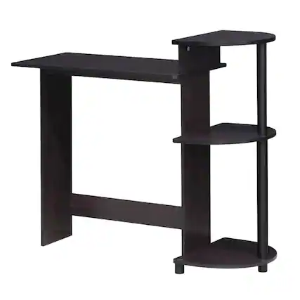 Front. BisonOffice - Compact Dark Walnut Computer Desk with Shelves for Efficient Workspace - Dark Walnut.