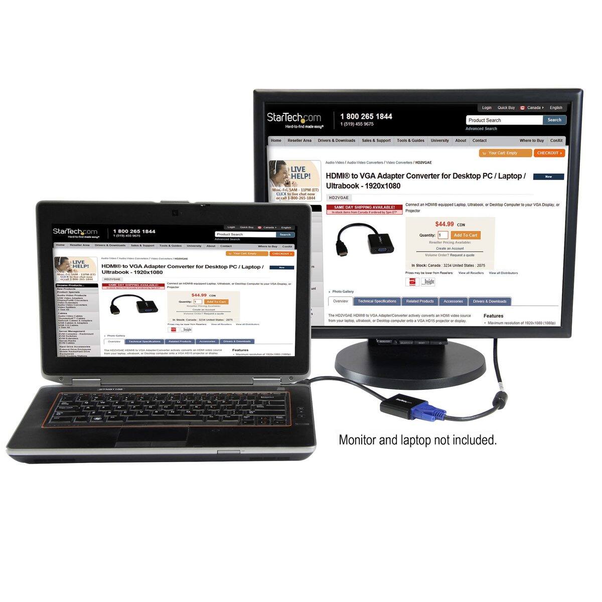 StarTech.com  
1 800 265 1844  
(519) 455 9675  

Log in Quick Buy Product Search Advanced Search  
Canada English Search  

Home Roselar Drivers Downloads Sales Support Tools Goldes University About Contact  

When Buy Cookie  
Your Cart Empty  
CHECKOUT  

Video LIVE HELP! HDMI to VGA Adapter Converter for Desktop PC Laptop/ State Ultrabook 1920x1080 IT CLOCK HOZVOAE Connect F HOME equipped Liplop, Utrabook or Desidop Computer your VGA Display, or SAME DAY SHIPPING AVAILABLE! Projector  
StarTechcom  
1 800 265 1844 pros 96.25  

Product Search  

$44.99 CON Quantity: Add Cart  
-  
Goldwa Disneraty  
THE  
Pacing Ceroly a Account  
Valume  
RAGUND GOOD  

LIVE HELP! HDMI to VGA Adapter Converter for Desktop PC Laptop Ultrabook 1920x1080 SAPW MILIVILLE -  
a Stock: Canada 3234 Unded States 2015 Pires my -