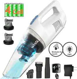 WHALL - Lightweight Cordless Handheld Vacuum, Wet/Dry Function, 8500PA Suction, with LED Light - White