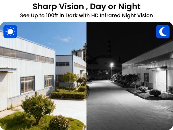 Sharp Vision, Day or Night  
See Up to 100ft in Dark with HD Infrared Night Vision