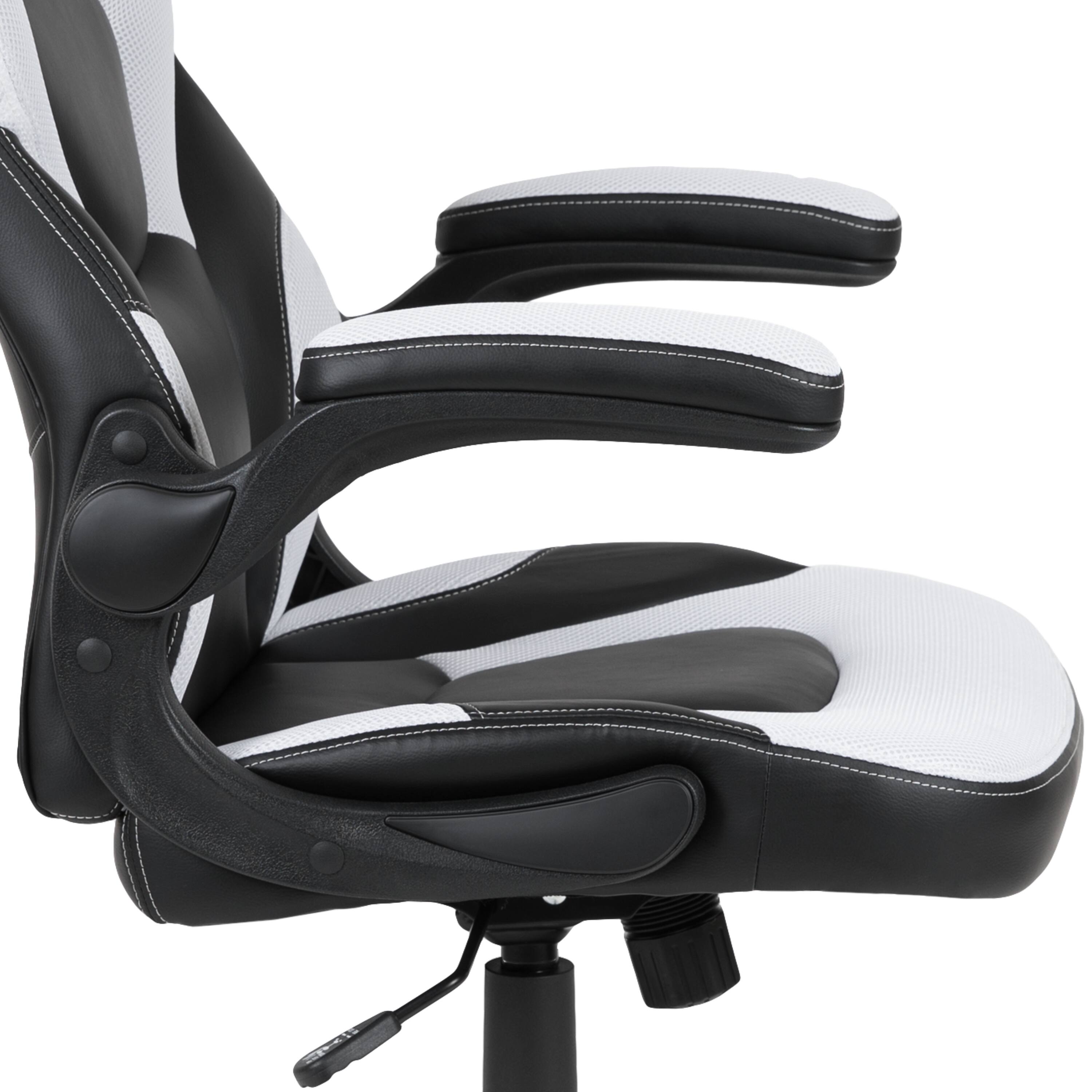 Alt View 8. Emma + Oliver - Gaming Desk and Racing Chair Set with Headphone Hook, and Monitor Stand - White.