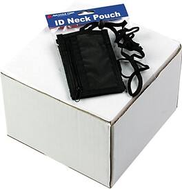 Advantus - Badge ID Holder/Convention Pouch, Vertical, 2 1/2" x 3 3/4", 48" Cord, 12/Bx - Black