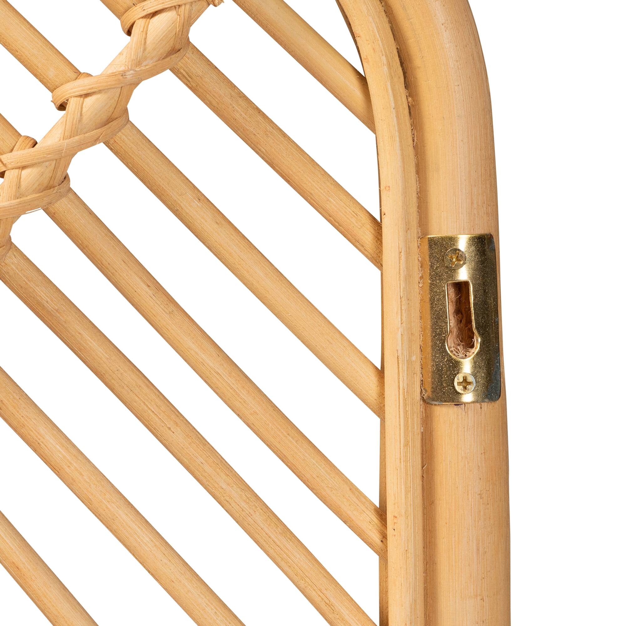 Back. bali & pari - Sakina Modern Bohemian Rattan Queen Size Wall-mount Headboard - Natural Brown.