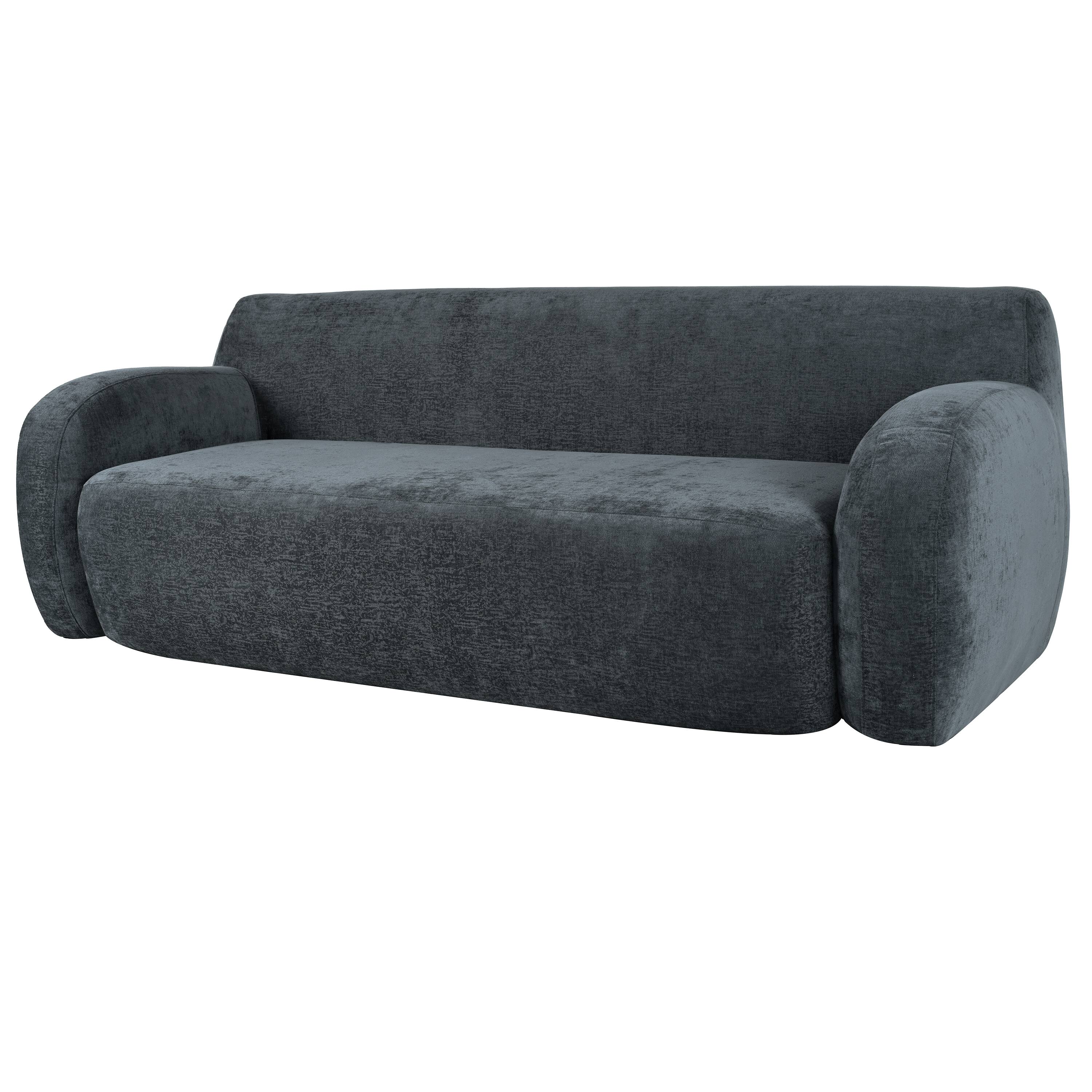 Alt View 4. Tiramisubest - 81.5" Minimalist Compression Sofa, Curved Design, 3-Seater Casual Sofa for Living Rooms, Bedrooms, and Apartments,Gray - Gray.