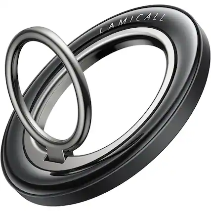 Front. PARKER SLATER - Magnetic Phone Ring Grip - Crystal Black.