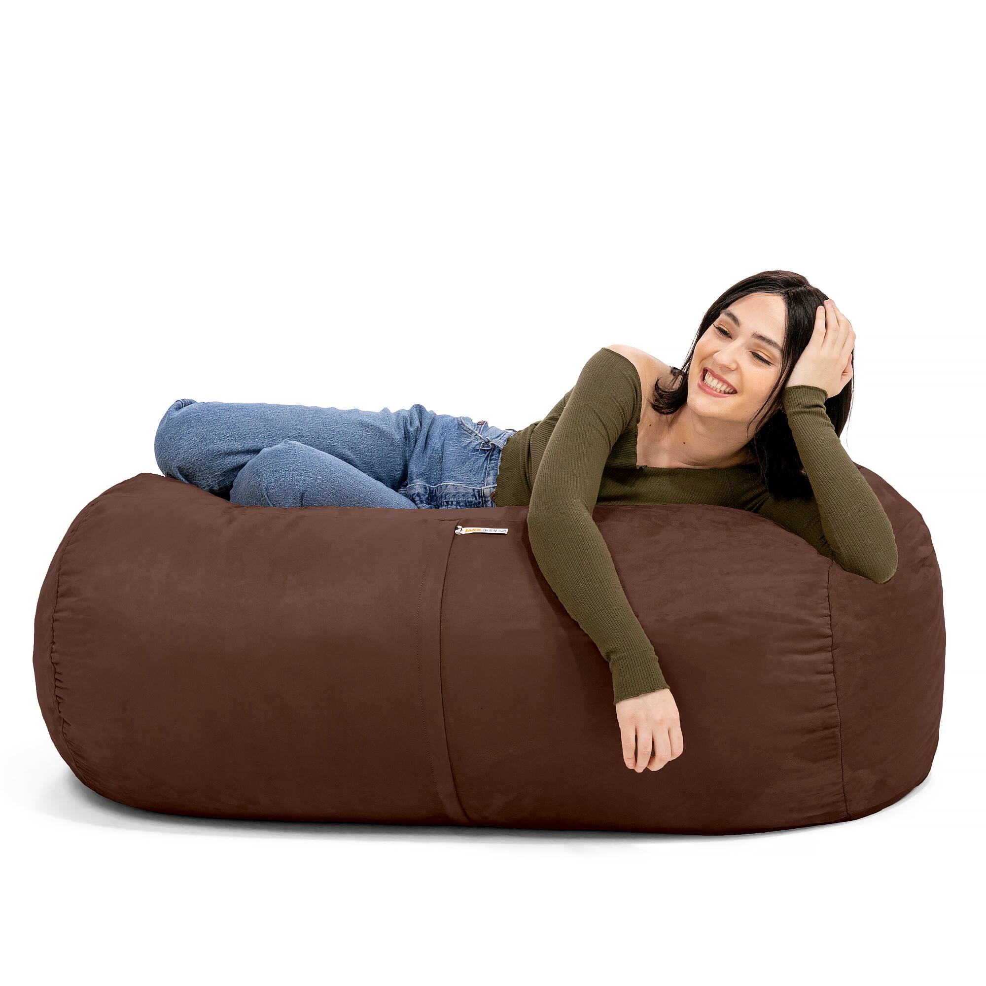 Left. Jaxx - Jaxx Sofa Saxx 4-foot Bean Bag Lounger, Chocolate - Chocolate.