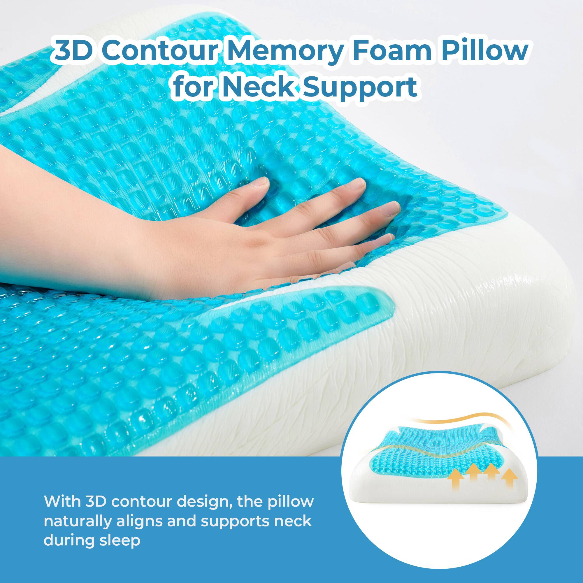 3D Contour Memory Foam Pillow for Neck Support

With 3D contour design, the pillow naturally aligns and supports neck during sleep