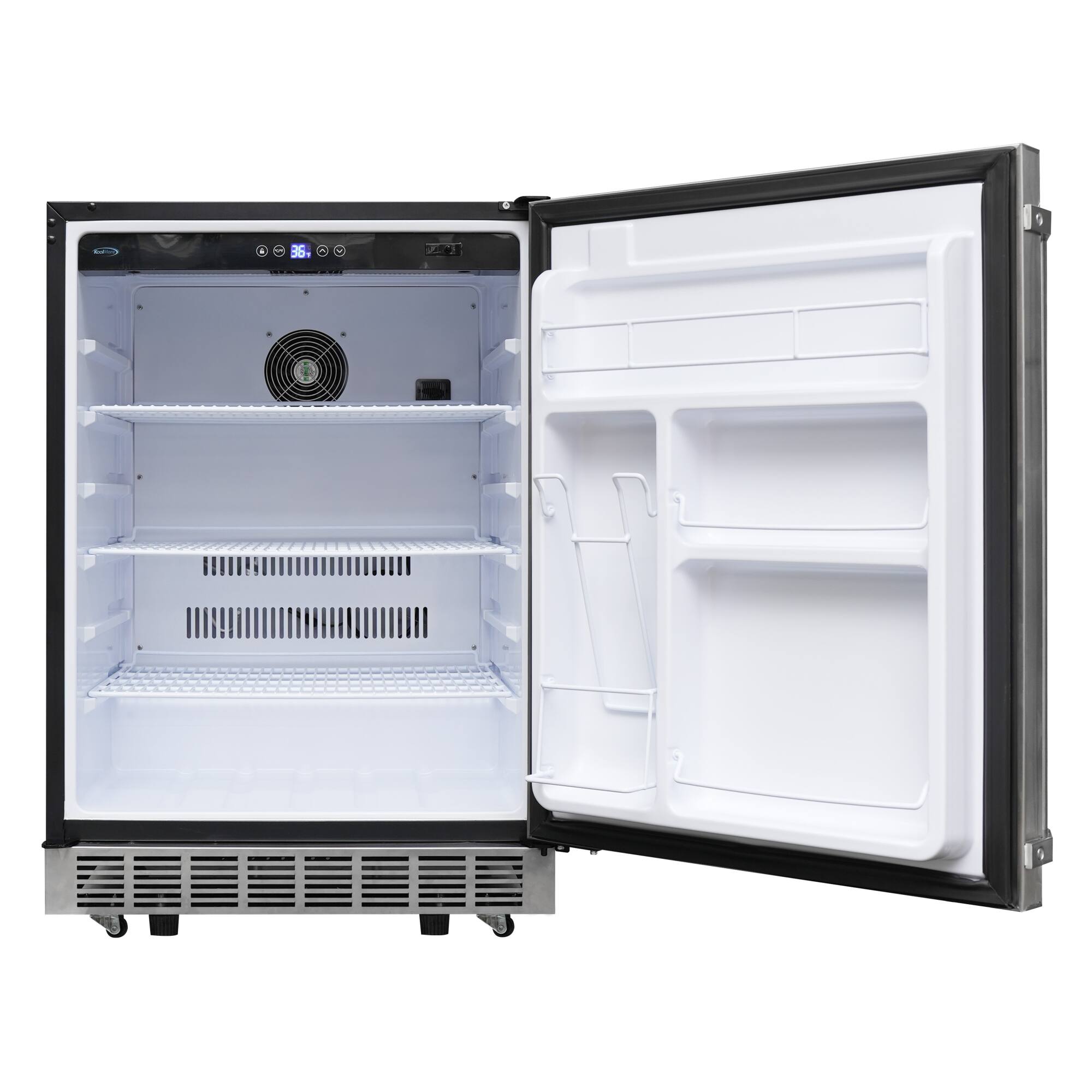 Alt View 3. Koolmore - 24" Outdoor Stainless Steel Refrigerator 5.5 Cubic Foot Capacity with Auto defrost, Blue LED lighting and IPX4 Rating - Black.
