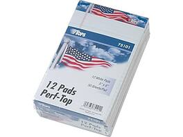 TOPS - American Pride Notepads, 5" x 8", Narrow Ruled, 50 Sheets/Pad, 12 Pads/Pack - White