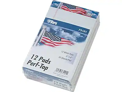 Tops 75101
12 White Pads
5" x 8"
50 Sheets/Pad
12 Pads Perf-Top