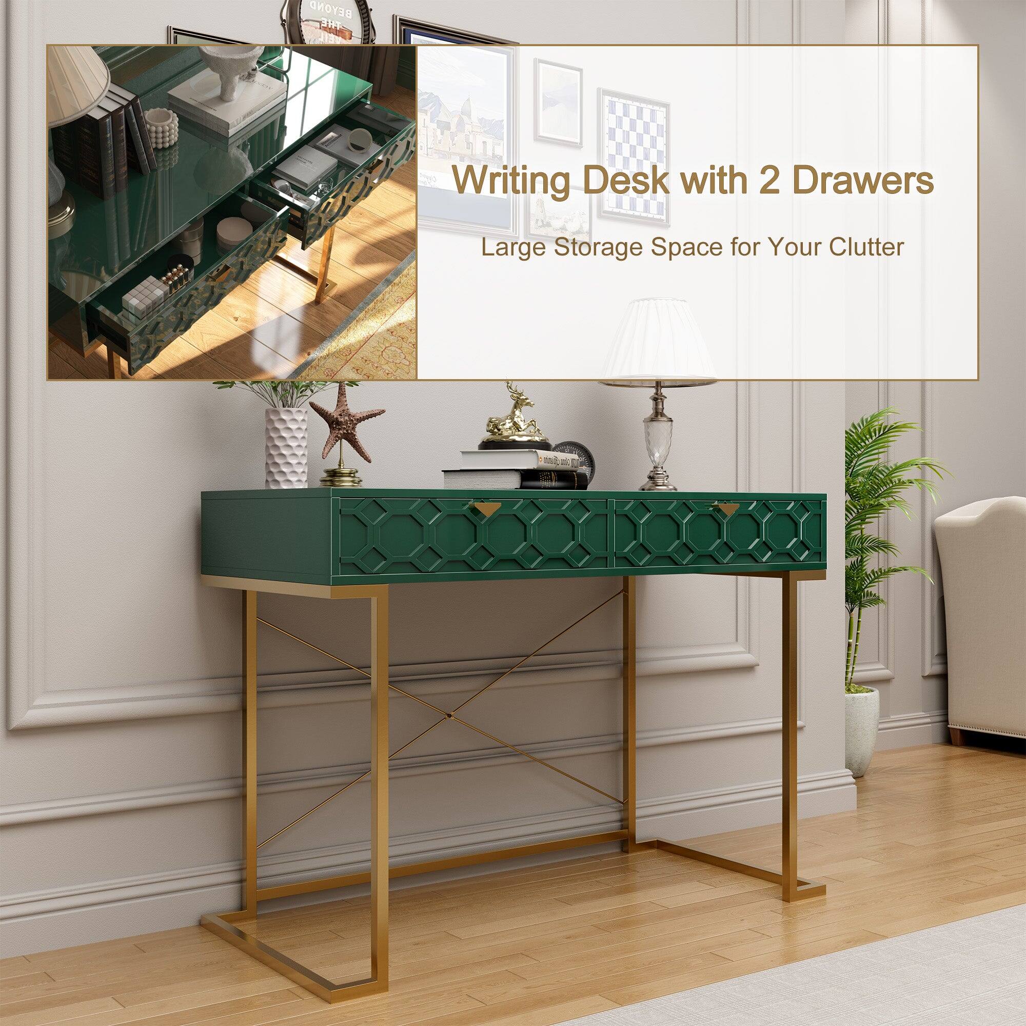 Writing Desk with 2 Drawers  
Large Storage Space for Your Clutter