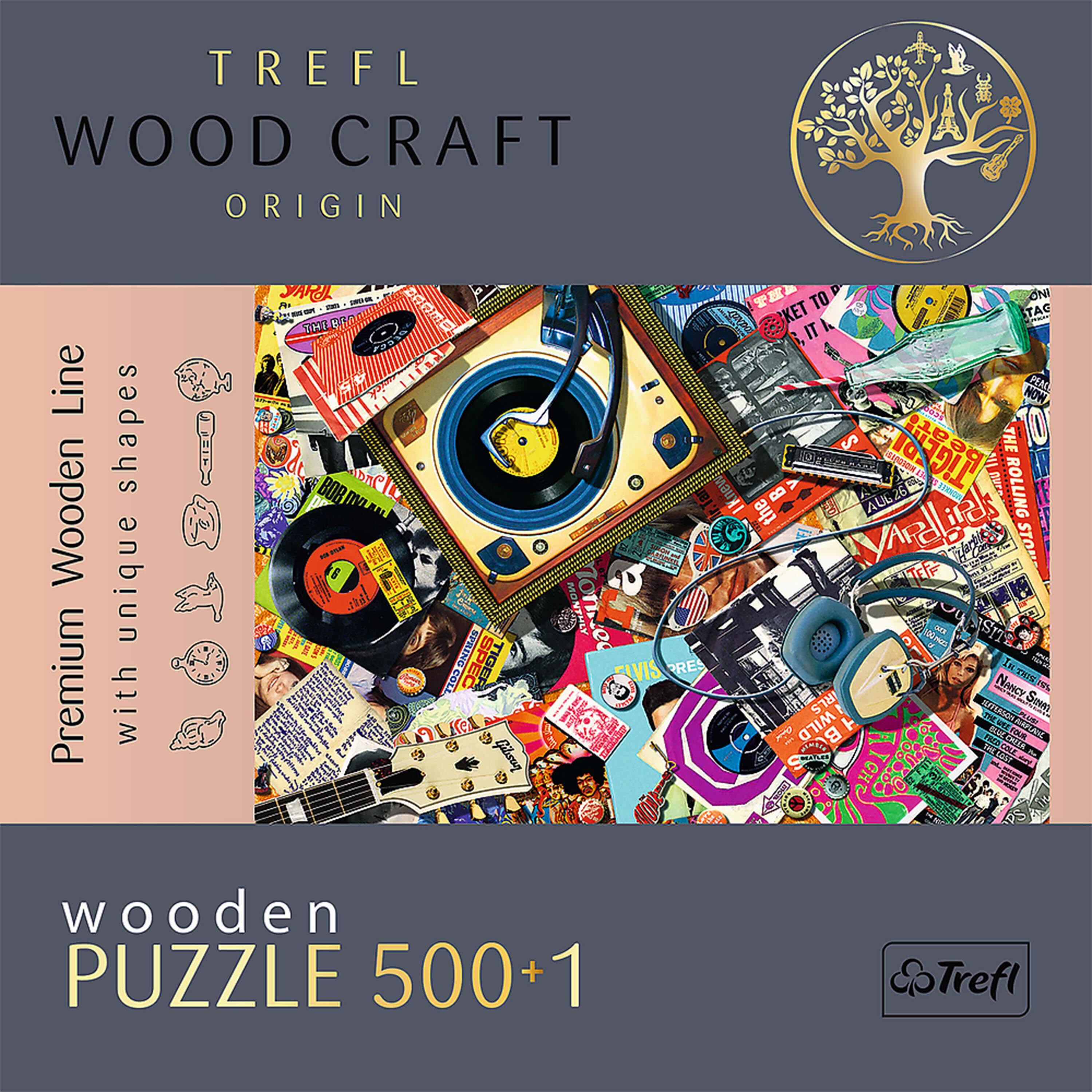TREFL WOOD CRAFT ORIGIN  
Premium Wooden Line shapes with unique shapes  
wooden PUZZLE 500+1  
Trefl