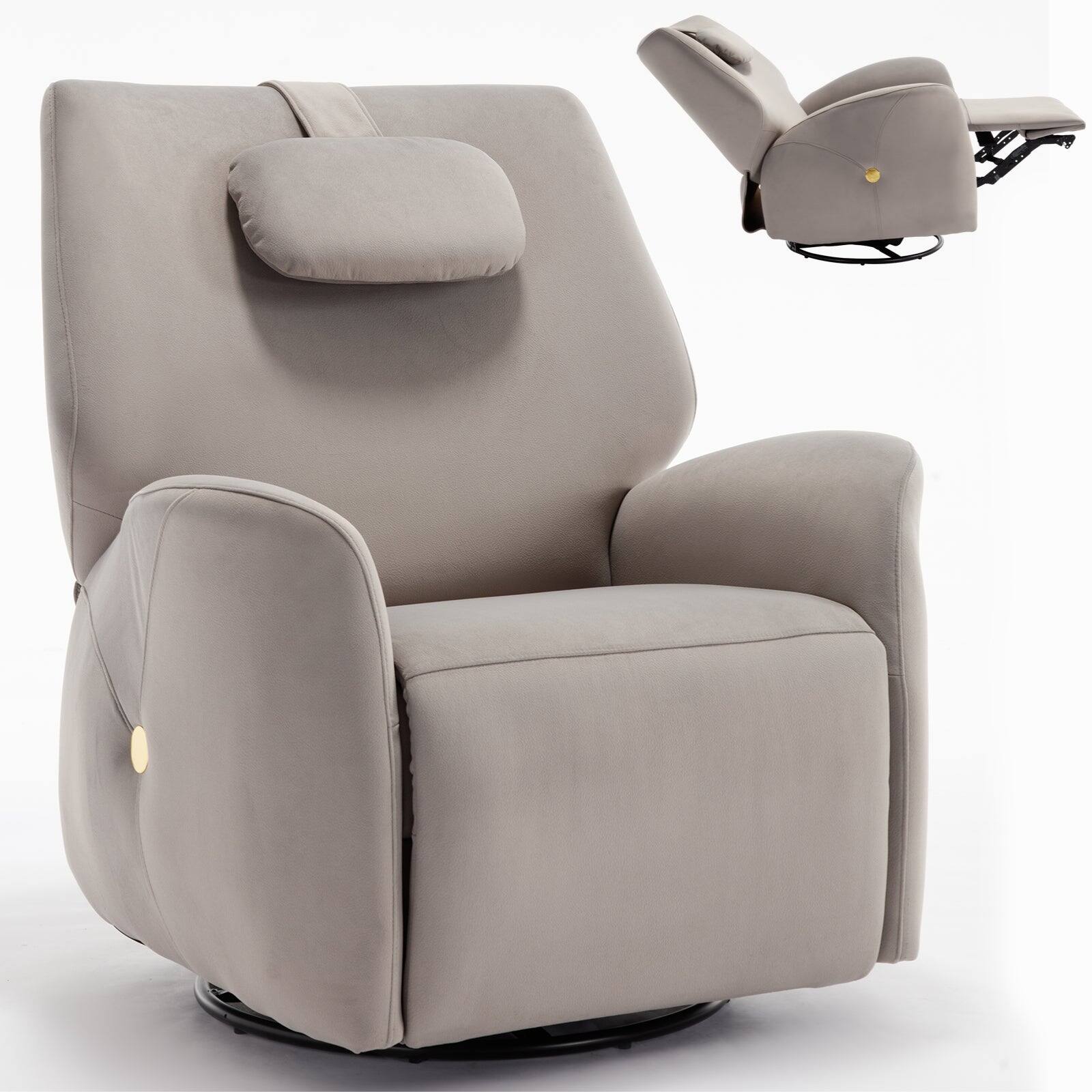 Alt View 10. Boyel Living - Swivel and Rocker Power Recliner Chair Max Swivel Degree 270° Heavy Duty Motion Mechanism with USB and Type-C Ports - Grey.