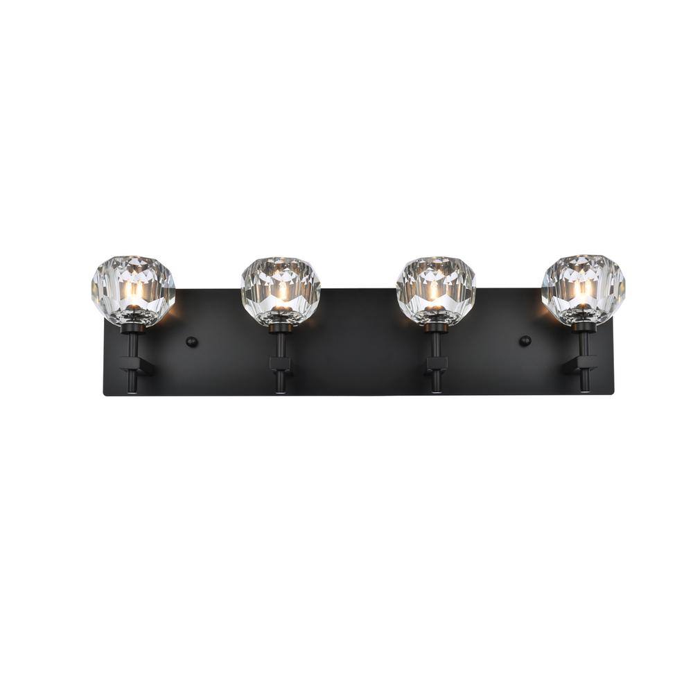 Alt View 4. Elegant Lighting - Graham 4 Light Wall Sconce in Black - Black And Clear.