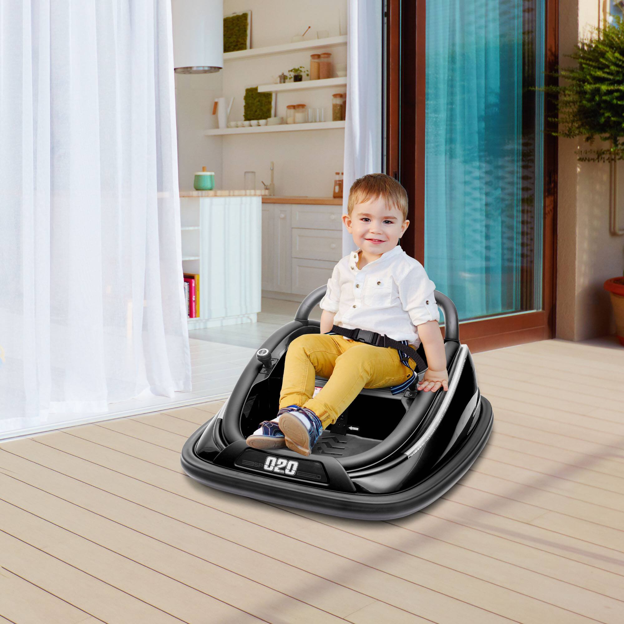 Angle. Aosom - 12V Toddler Bumper Car with Remote, 360° Rotation Kids Electric Ride-On Toy, Twins Motor, LED Lights, 3 Songs.