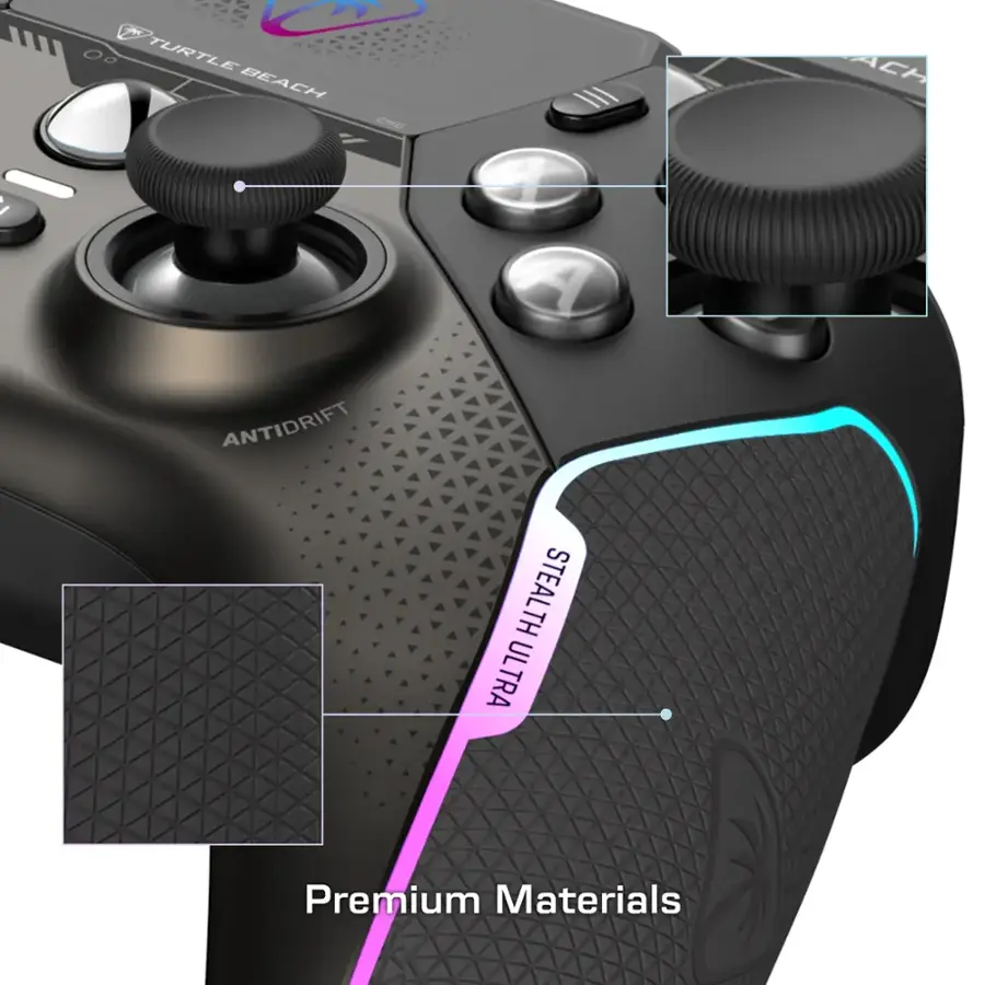 The text on the image reads: "Antidrift Stealth Ultra Premium Materials."