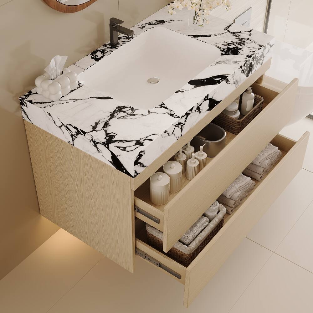 Alt View 1. Loheer - Loheer 29.9 inch floating bathroom vanity Wall Mounted Vanity with Sink White Wood - White/Wood.